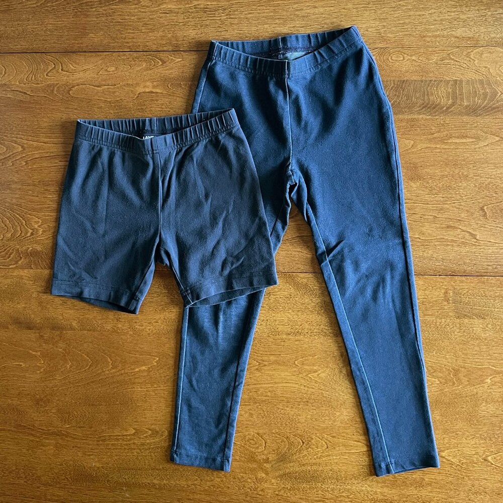 Lands' End navy leggings and cartwheel shorts 6X-7